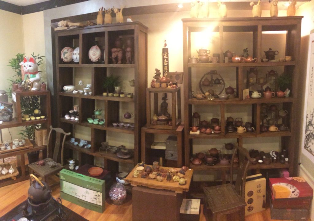 Backrow with Yixing tea pots and more at Topotea.